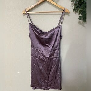 WILD FABLE NWT mauve silky satin draped neck spaghetti strap slip mini dress M